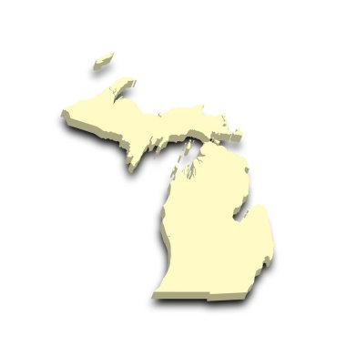 Michigan eyaletinin renkli 3d haritası. Amerika Birleşik Devletleri, ABD, Birleşik Devletler
