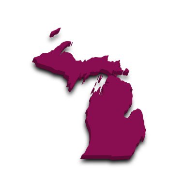 Michigan eyaletinin renkli 3d haritası. Amerika Birleşik Devletleri, ABD, Birleşik Devletler
