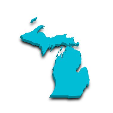 Michigan eyaletinin renkli 3d haritası. Amerika Birleşik Devletleri, ABD, Birleşik Devletler