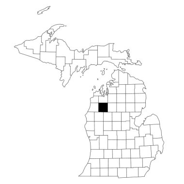 Michigan eyaletindeki Wexford ilçesinin beyaz arka plan haritası. Michigan haritasında siyah renkle işaretlenmiş tek bir bölge haritası. Birleşik Devletler, ABD