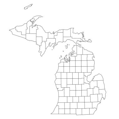 Yüksek detaylı illüstrasyon haritası - Michigan Eyalet Haritası ana hatları