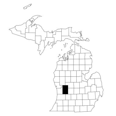 Michigan 'daki Kent County haritası beyaz arka planda. Michigan haritasında siyah renkle işaretlenmiş tek bir bölge haritası. Birleşik Devletler, ABD