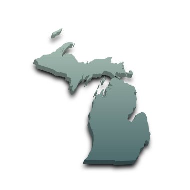Michigan eyaletinin renkli 3d haritası. Amerika Birleşik Devletleri, ABD, Birleşik Devletler