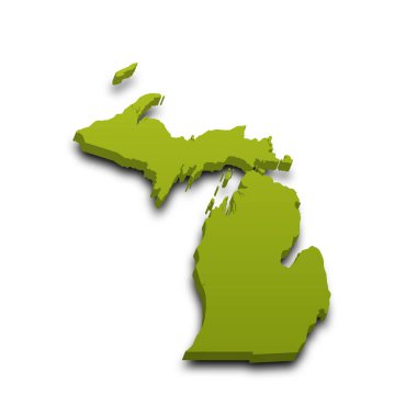 Michigan eyaletinin renkli 3d haritası. Amerika Birleşik Devletleri, ABD, Birleşik Devletler