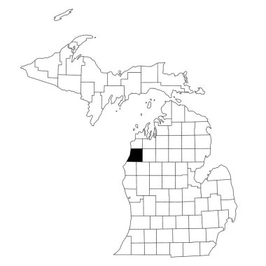 Michigan 'daki Manistee County haritası beyaz arka planda. Michigan haritasında siyah renkle işaretlenmiş tek bir bölge haritası. Birleşik Devletler, ABD