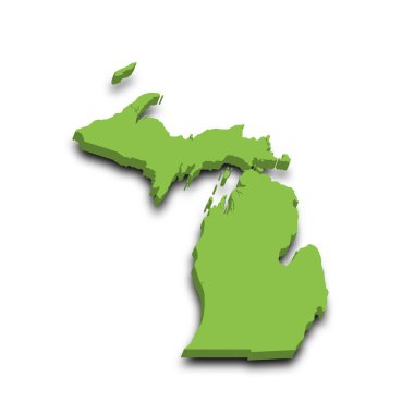 Michigan eyaletinin renkli 3d haritası. Amerika Birleşik Devletleri, ABD, Birleşik Devletler