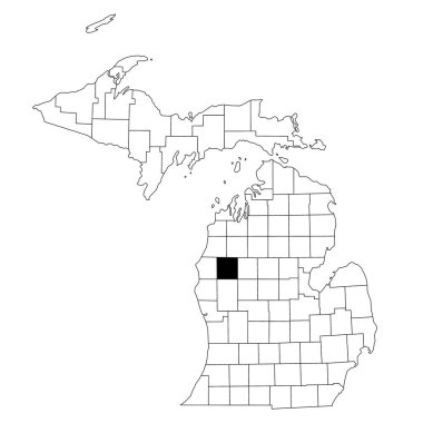 Michigan 'daki Lake County haritası beyaz arka planda. Michigan haritasında siyah renkle işaretlenmiş tek bir bölge haritası. Birleşik Devletler, ABD