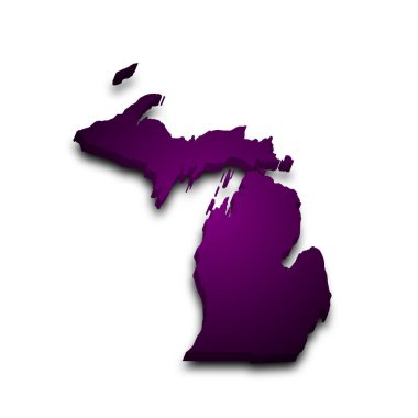 Michigan eyaletinin renkli 3d haritası. Amerika Birleşik Devletleri, ABD, Birleşik Devletler