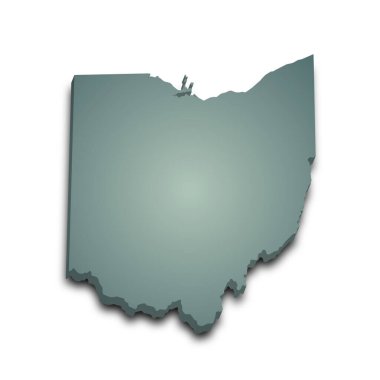 Ohio eyaletinin renkli 3D haritası. Amerika Birleşik Devletleri, ABD, Birleşik Devletler.