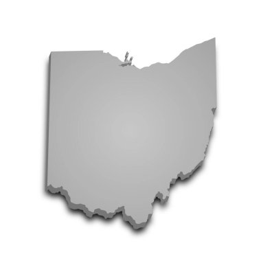 Ohio eyaletinin renkli 3D haritası. Amerika Birleşik Devletleri, ABD, Birleşik Devletler.