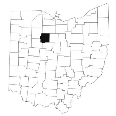 Map of Wyandot County in Ohio state on white background. single County map highlighted by black colour on Ohio map. UNITED STATES, US clipart