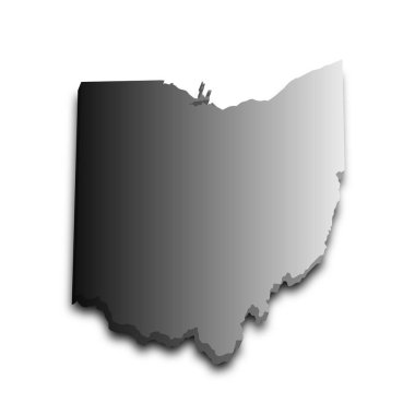 Ohio eyaletinin renkli 3D haritası. Amerika Birleşik Devletleri, ABD, Birleşik Devletler.