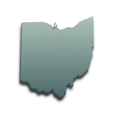 Ohio eyaletinin renkli 3D haritası. Amerika Birleşik Devletleri, ABD, Birleşik Devletler.