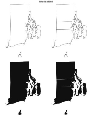 Rhode Island şehir haritası seti - illüstrasyon sürümü