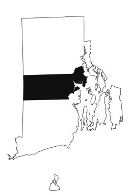 Rhode Island 'daki Kent County haritası beyaz arka planda. Rhode Island haritasında siyah renkle işaretlenmiş tek bir bölge haritası. Birleşik Devletler, ABD