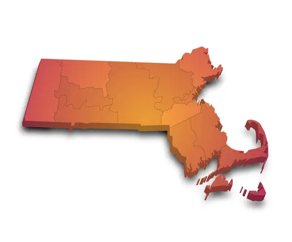 stock image 3d Map of Massachusetts state with color. United State of America, US, United State