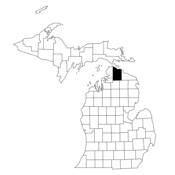 stock image Map of cheboygan County in Michigan state on white background. single County map highlighted by black colour on Michigan map. UNITED STATES, US