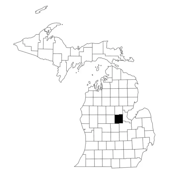 Stock image Map of midland County in Michigan state on white background. single County map highlighted by black colour on Michigan map. UNITED STATES, US