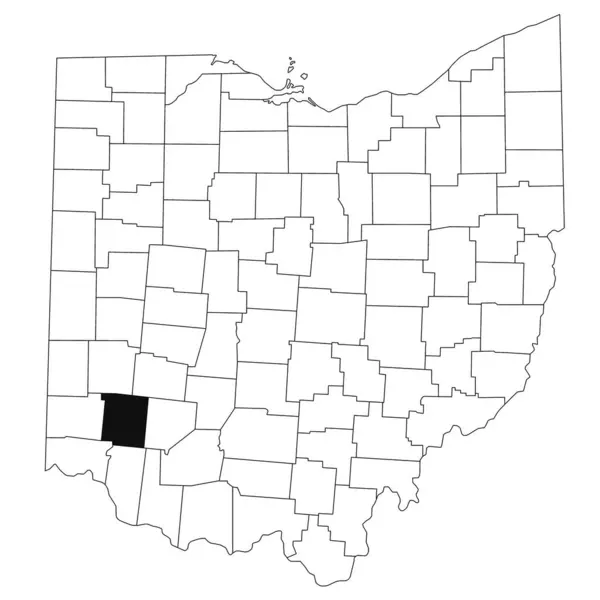 stock image Map of Warren County in Ohio state on white background. single County map highlighted by black colour on Ohio map. UNITED STATES, US