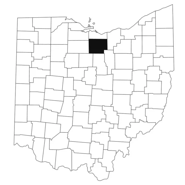 stock image Map of Huron County in Ohio state on white background. single County map highlighted by black colour on Ohio map. UNITED STATES, US