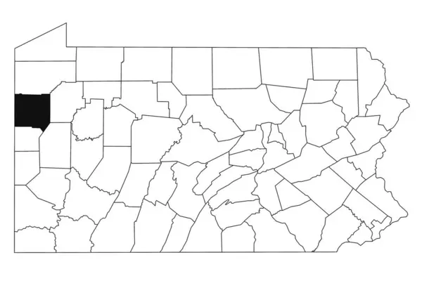 stock image Map of Mercer County in Pennsylvania state on white background. single County map highlighted by black colour on Pennsylvania map. UNITED STATES, US