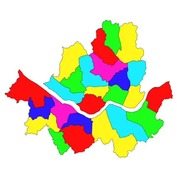 stock image color map of Seoul City gu or districts, administrative map of the South Korean Seoul City 