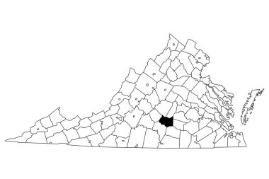 Virginia 'daki Prens Edward' ın haritası beyaz arka planda. Virginia haritasında siyah renkle işaretlenmiş tek bir bölge haritası. Birleşik Devletler, ABD