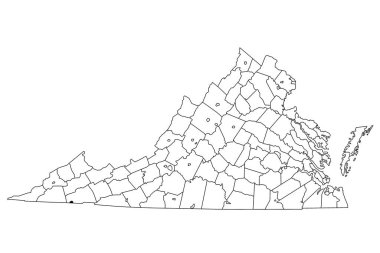 Bristol independent city location highlighted by black color on Virginia state map, United States, usa, us clipart