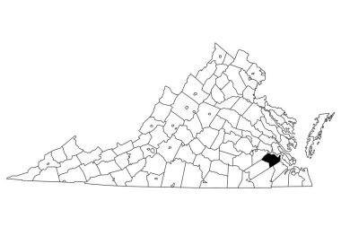 Map of Surry County in Virginia state on white background. single County map highlighted by black colour on Virginia map. UNITED STATES, US clipart