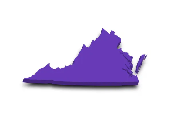 stock image 3d Map of Virginia state with color. United State of America, US, United State