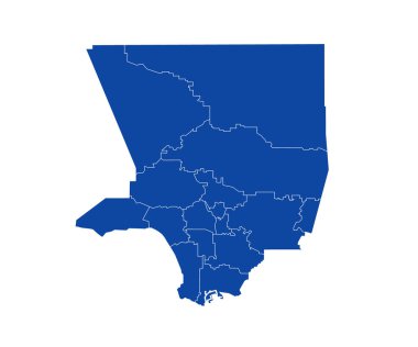 Renkli Los Angeles idari haritası. Los Angeles haritası, boş harita, boş Los Angeles haritası. 