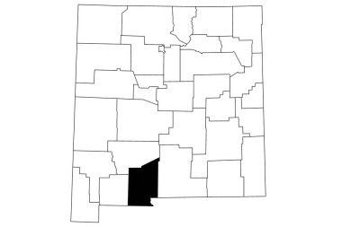 Map of Dona ana County in New Mexico state on white background. single County map highlighted by black color on New Mexico map. UNITED STATES, US clipart