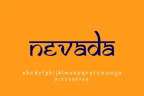 stock image USA state Nevada text design. Indian style Latin font design, Devanagari inspired alphabet, letters and numbers, illustration.