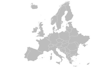 Sunumlar, posterler, bilgi grafikleri, web sitesi, planlar, geçmiş, eğitim, dünya çapında seyahat, raporlar için hazırlanan renkli Avrupa haritası.