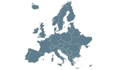 Sunumlar, posterler, bilgi grafikleri, web sitesi, planlar, geçmiş, eğitim, dünya çapında seyahat, raporlar için hazırlanan renkli Avrupa haritası.