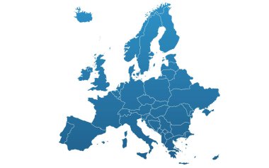 Sunumlar, posterler, bilgi grafikleri, web sitesi, planlar, geçmiş, eğitim, dünya çapında seyahat, raporlar için hazırlanan renkli Avrupa haritası.