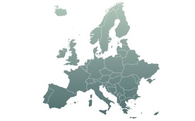 Sunumlar, posterler, bilgi grafikleri, web sitesi, planlar, geçmiş, eğitim, dünya çapında seyahat, raporlar için hazırlanan renkli Avrupa haritası.