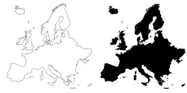 Avrupa bölgeleri idari harita, Avrupa ana hatları ve ülkelerin harita seti - illüstrasyon versiyonu. Avrupa kıta ülke serisi 