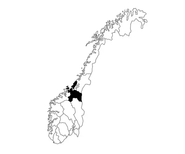 stock image Map of sor trondelag County in Norway country on white background. single County map highlighted by black colour on Norway map. Norwegian, NOR