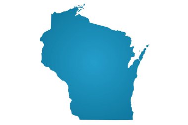 mavi renk Wisconsin haritası, sağlam harita 