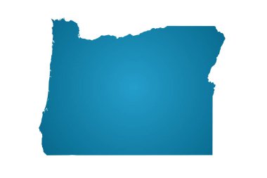 Mavi renkli Oregon haritası, boş harita, Oregon 'un boş haritası 