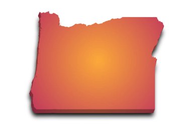 Oregon eyaletinin renkli 3d haritası. Amerika Birleşik Devletleri, ABD, Birleşik Devletler