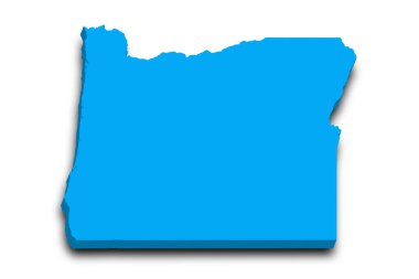 Oregon eyaletinin renkli 3d haritası. Amerika Birleşik Devletleri, ABD, Birleşik Devletler