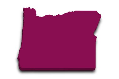 Oregon eyaletinin renkli 3d haritası. Amerika Birleşik Devletleri, ABD, Birleşik Devletler