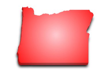 Oregon eyaletinin renkli 3d haritası. Amerika Birleşik Devletleri, ABD, Birleşik Devletler