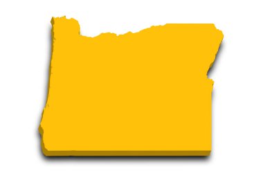 Oregon eyaletinin renkli 3d haritası. Amerika Birleşik Devletleri, ABD, Birleşik Devletler