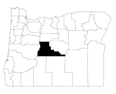 Map of deschutes County in Oregon state on white background. single County map highlighted by black colour on Oregon map. UNITED STATES, US clipart