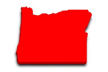 Oregon eyaletinin renkli 3d haritası. Amerika Birleşik Devletleri, ABD, Birleşik Devletler