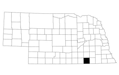 Map of Thayer County in Nebraska state on white background. single County map highlighted by black colour on Nebraska map. UNITED STATES, US clipart