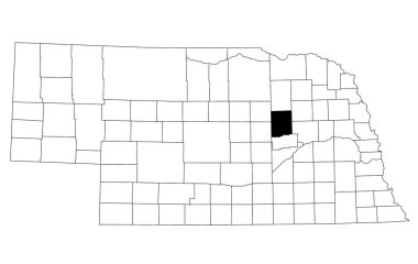 Nebraska eyaletindeki Boone County haritası beyaz arka planda. Nebraska haritasında siyah renkle işaretlenmiş tek bir ilçe haritası. Birleşik Devletler, ABD